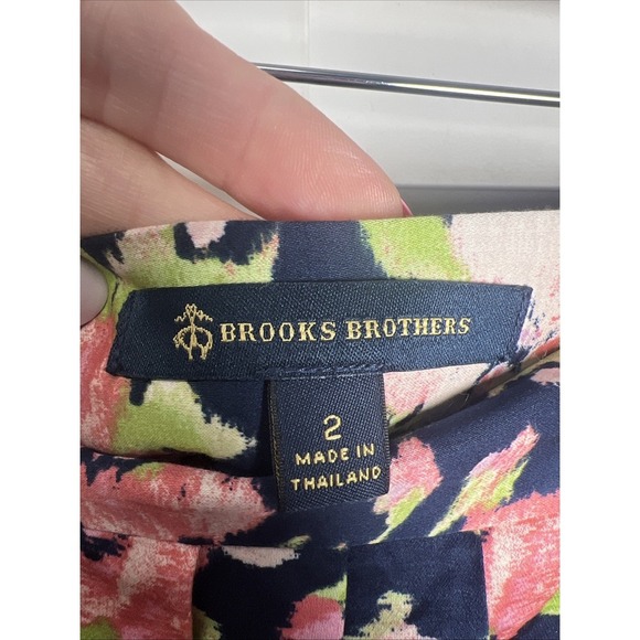 Brooks Brothers Floral Pleated Multicolor Cotton A-Line Skirt Women's Size 2 - Picture 2 of 7
